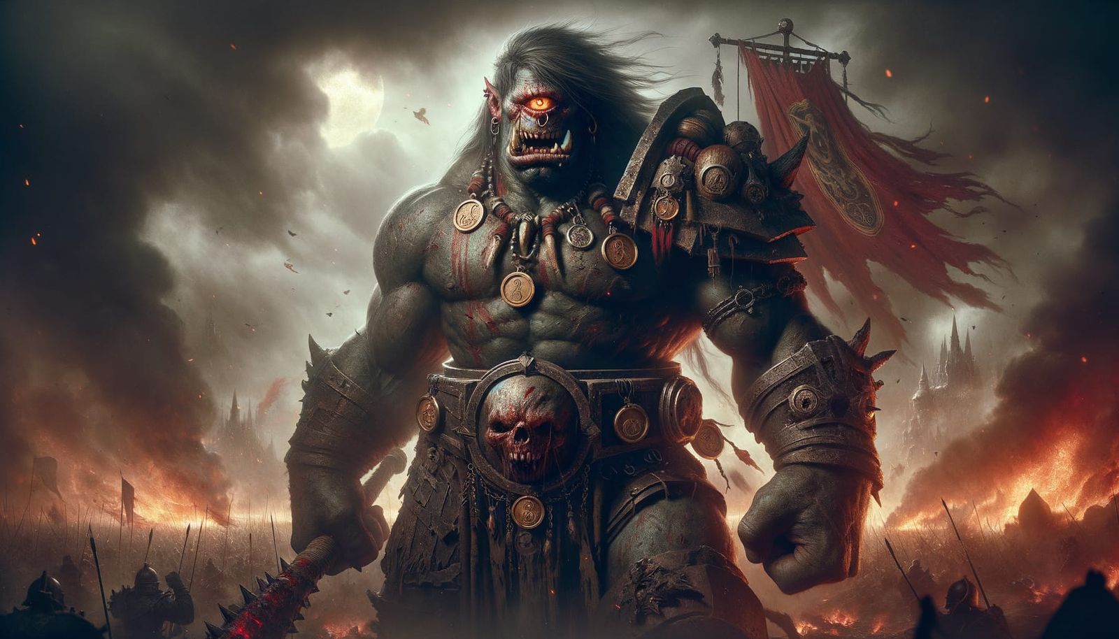Furious Orc God of War on Battlefield