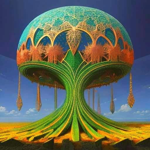 Celtic Mosaic Fractal Hair in Photorealistic Cloisonné Style