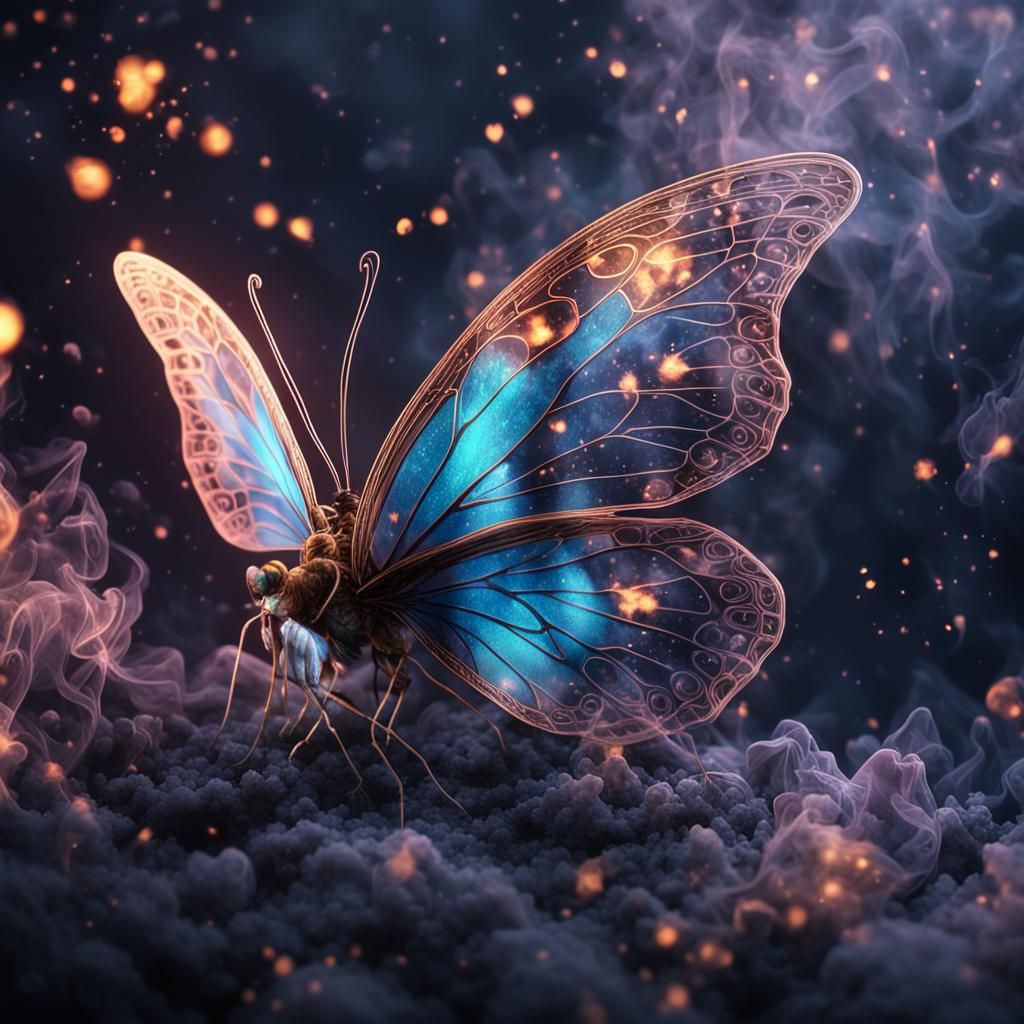 Luminous Smoke Butterfly Fantasy Concept Art