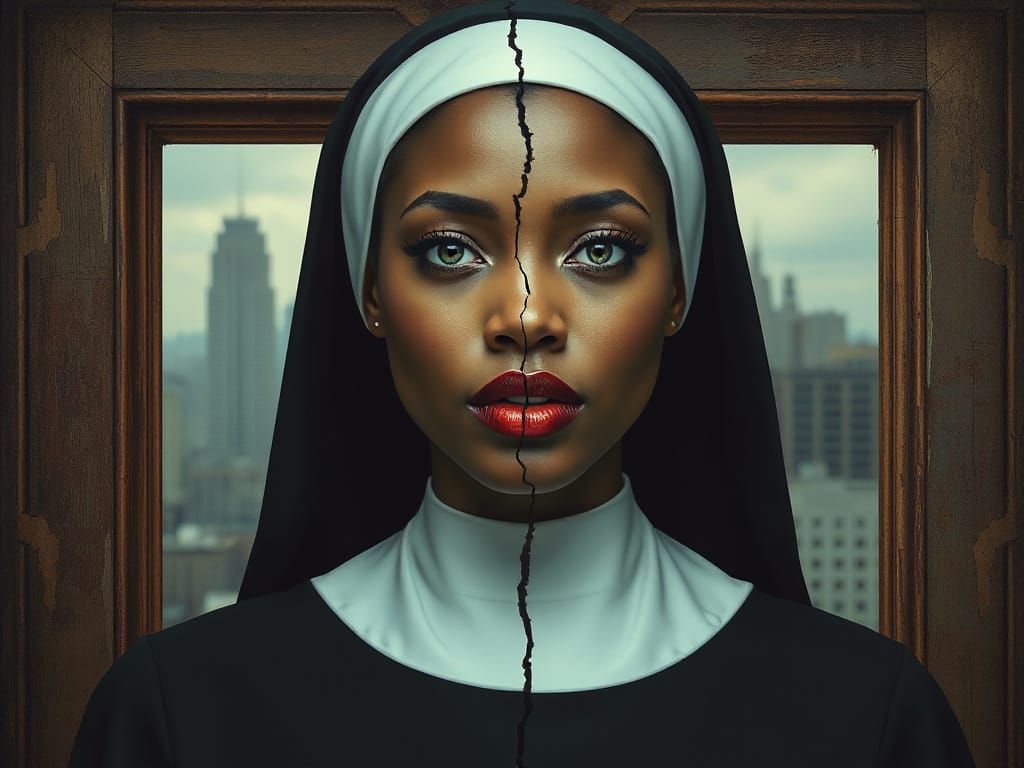 Striking Portrait of a Nun in Gothic Aesthetic