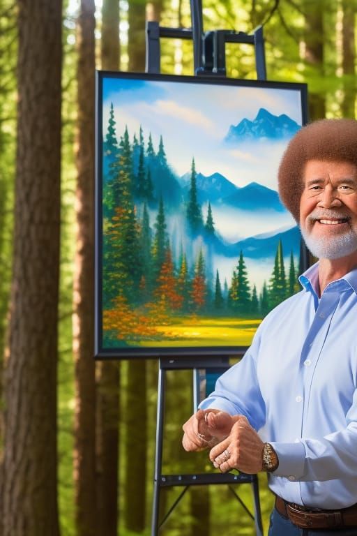 Happy Bob Ross: "Ever made mistakes in your life? Lets make them birds, yeah, they're birds now"
