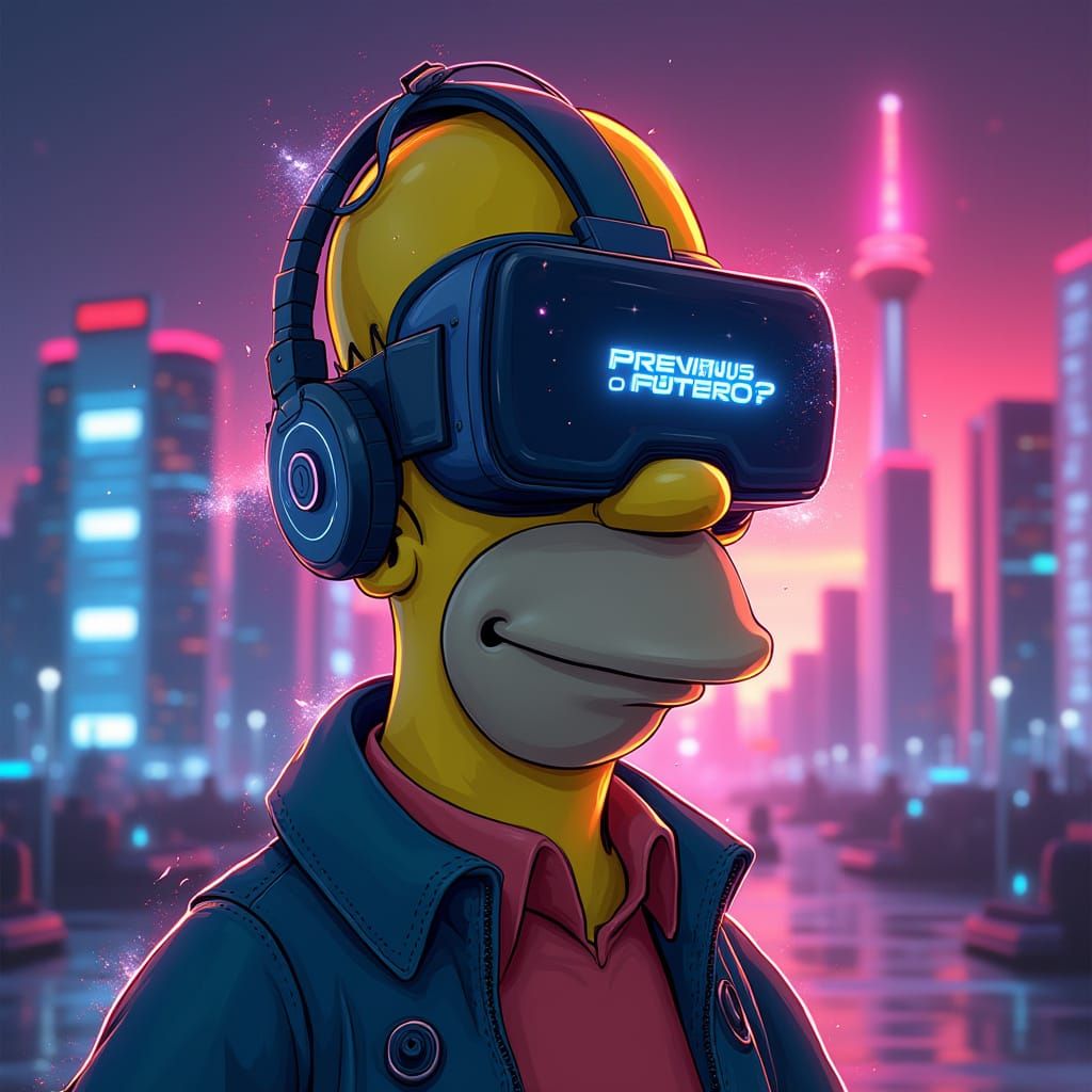 Homer Simpson in Futuristic VR Odyssey