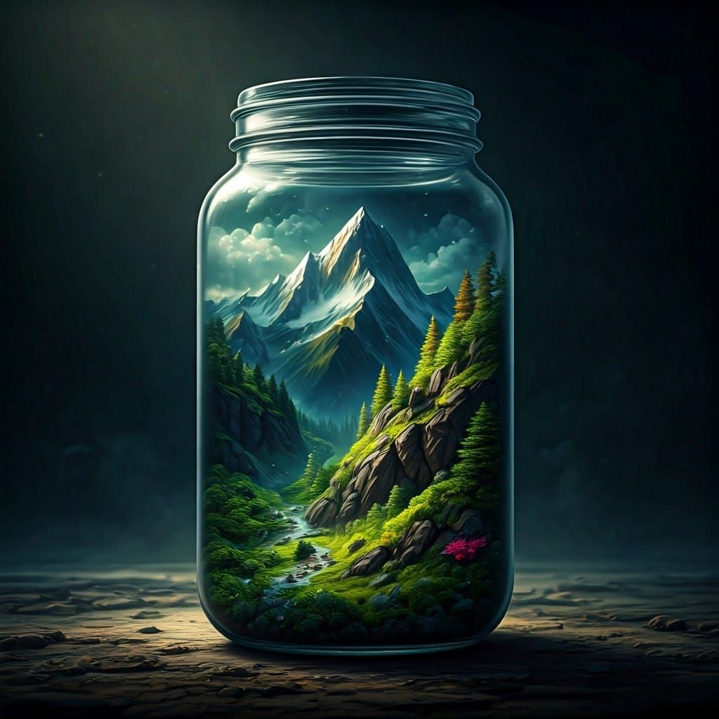 Spring Mountains in Jars: Fantastical Concept Art
