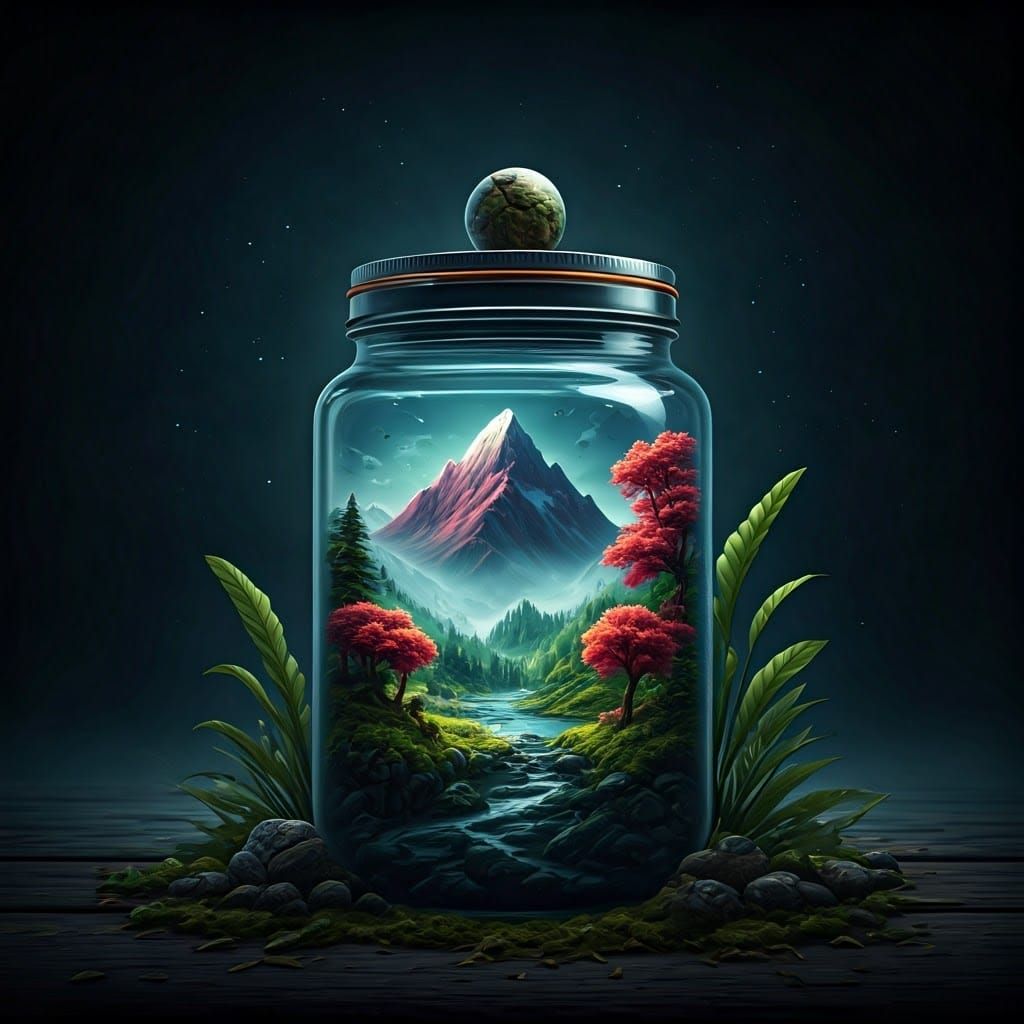 Spring Mountains in Jars: Fantasy Concept Art