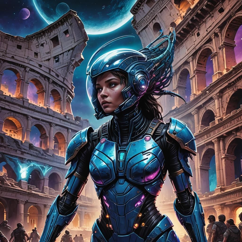 Alien Lands at Colosseum: Comic Book Art