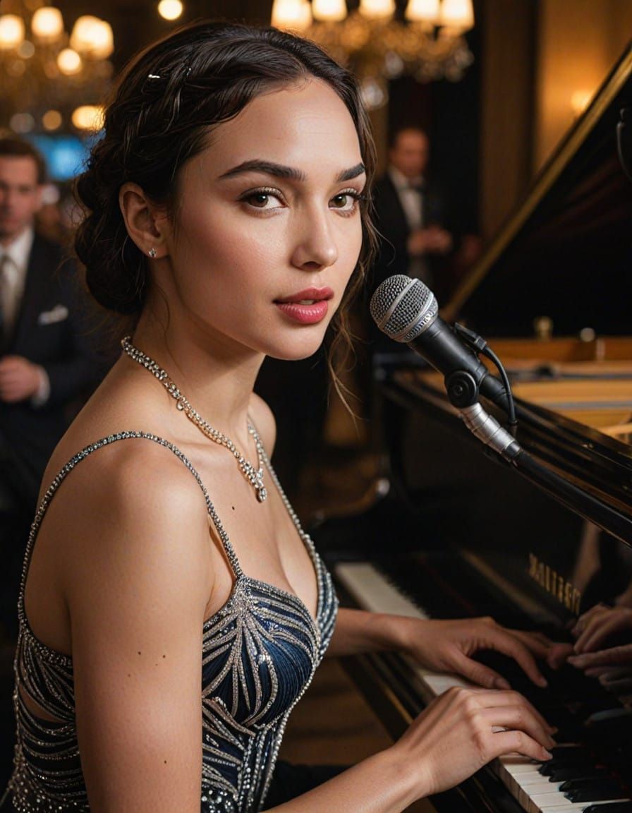 Sultry Jazz Diva in Elegant Attire