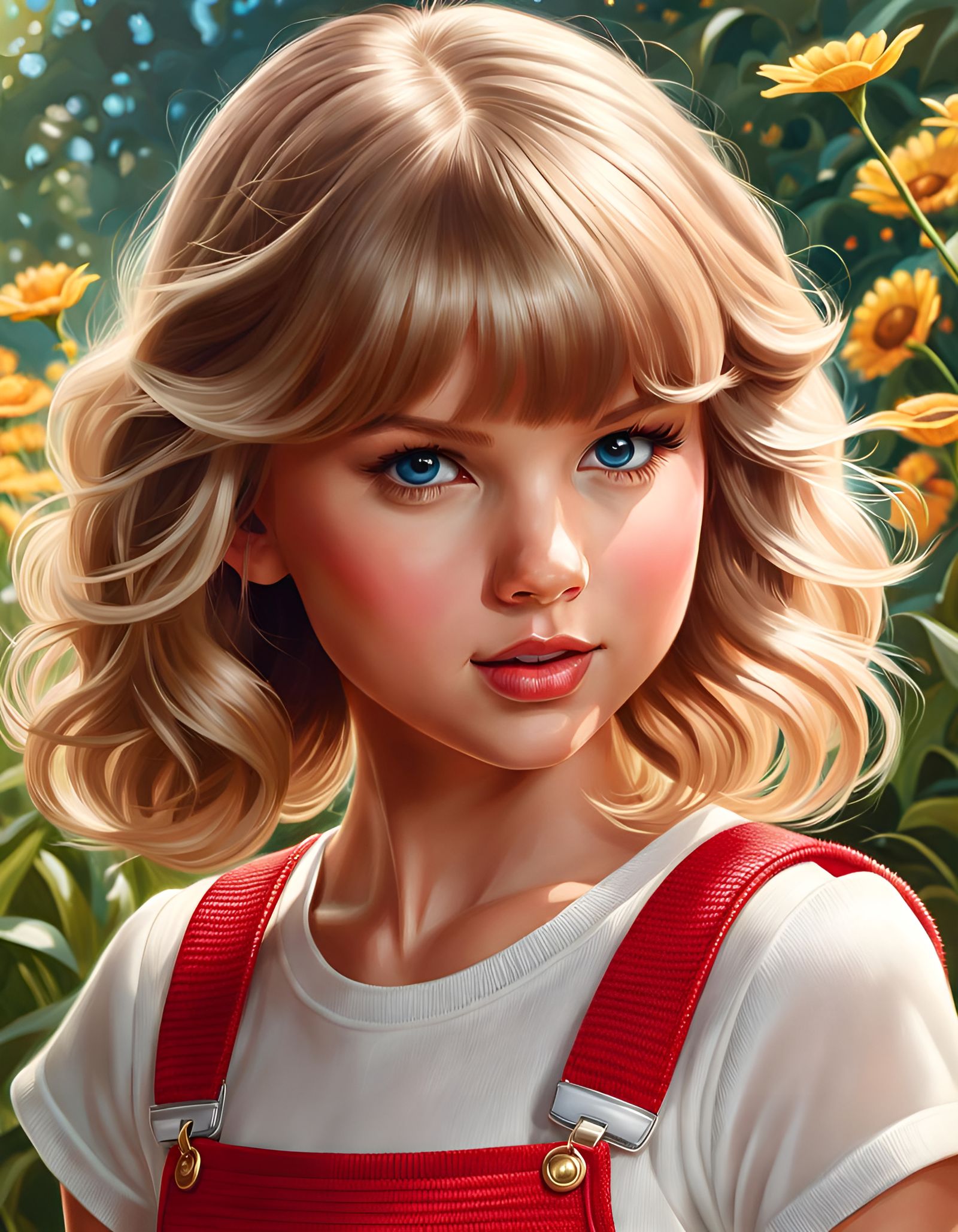Hyperrealistic Baby Taylor Swift on Sunny Day