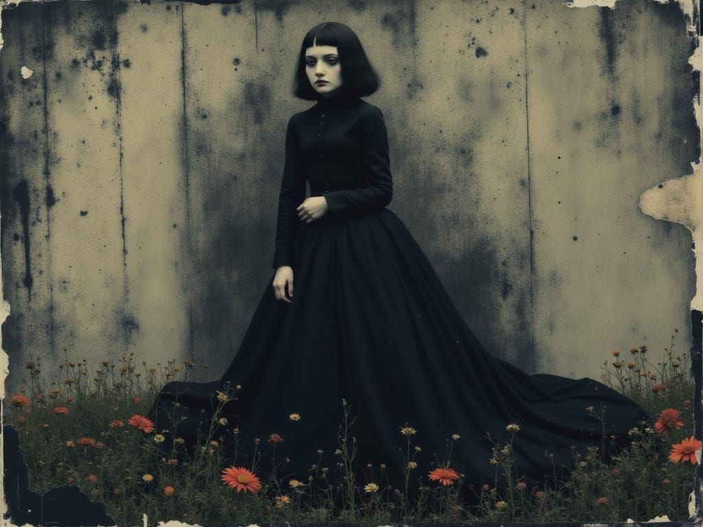 Gothic Portrait in Ornate Frame, Mystical Dark Art