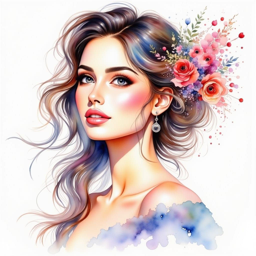 <lora:Romantic Watercolor:1.0> <lora:Watercolor Oil Paint:1.0> <lora:Antique Watercolor 2:1.0> Watercolor portrait of a ...
