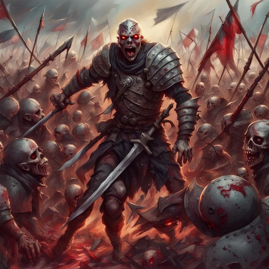 Zombie Warrior's Battlefield Triumph: Fantasy Horror