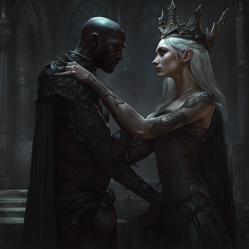 Elf Queen Surrenders Crown: Dark Fantasy Concept Art