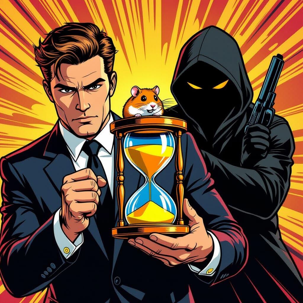 Dramatic Comic Book Image: Hamster Wheel Mind