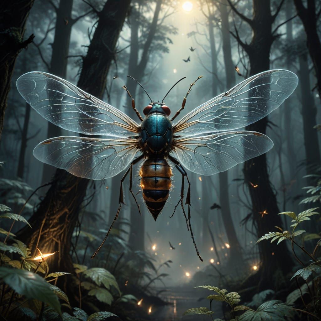 Dark Fantasy Mosquito Swarm in Comic Book Style