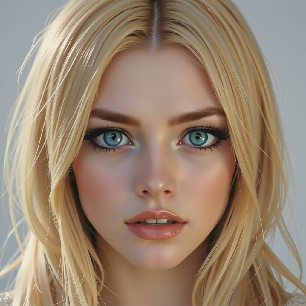 Blonde Woman Portrait Displaying Mixed Emotions