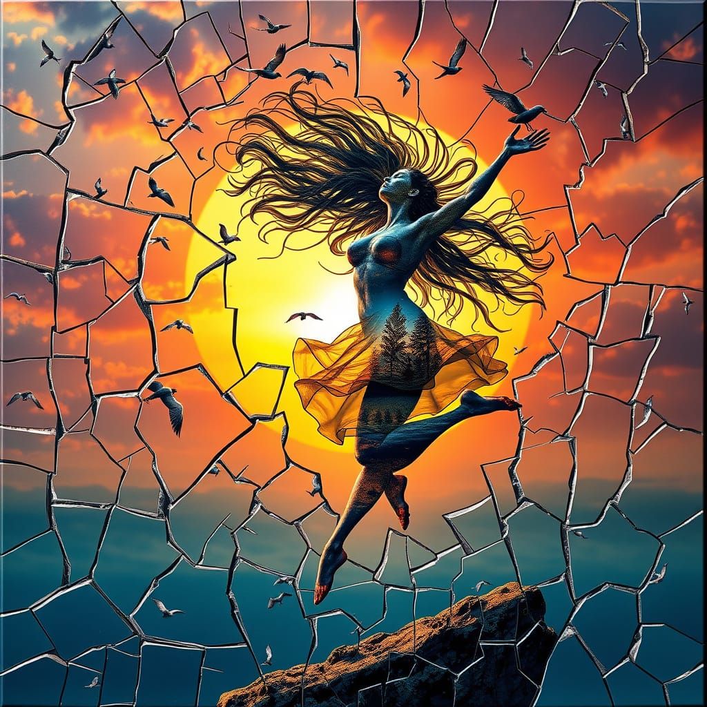 Surreal Fragmented Sculpture in Cyberpunk Style