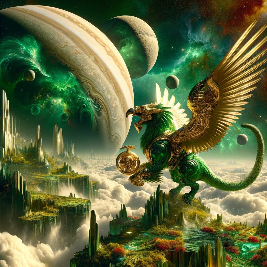 Emerald Gorilla Rides Gannet Over Ganymede