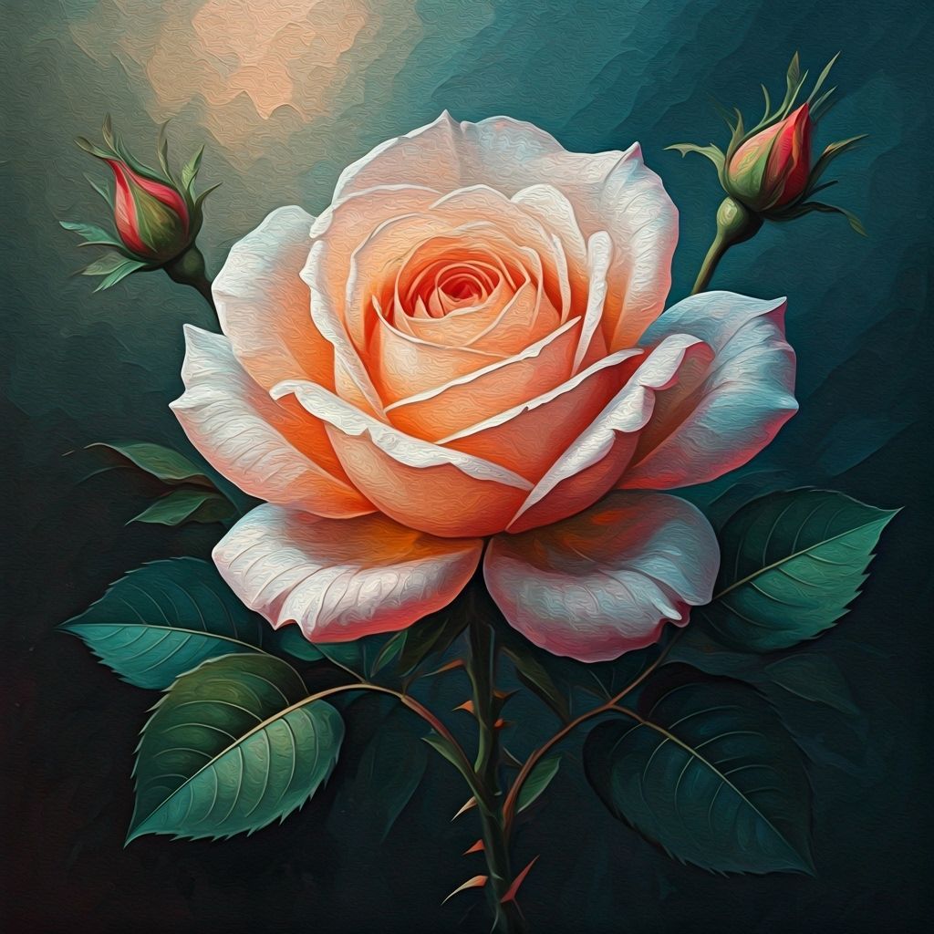Rose in Impasto Oil Painting Style