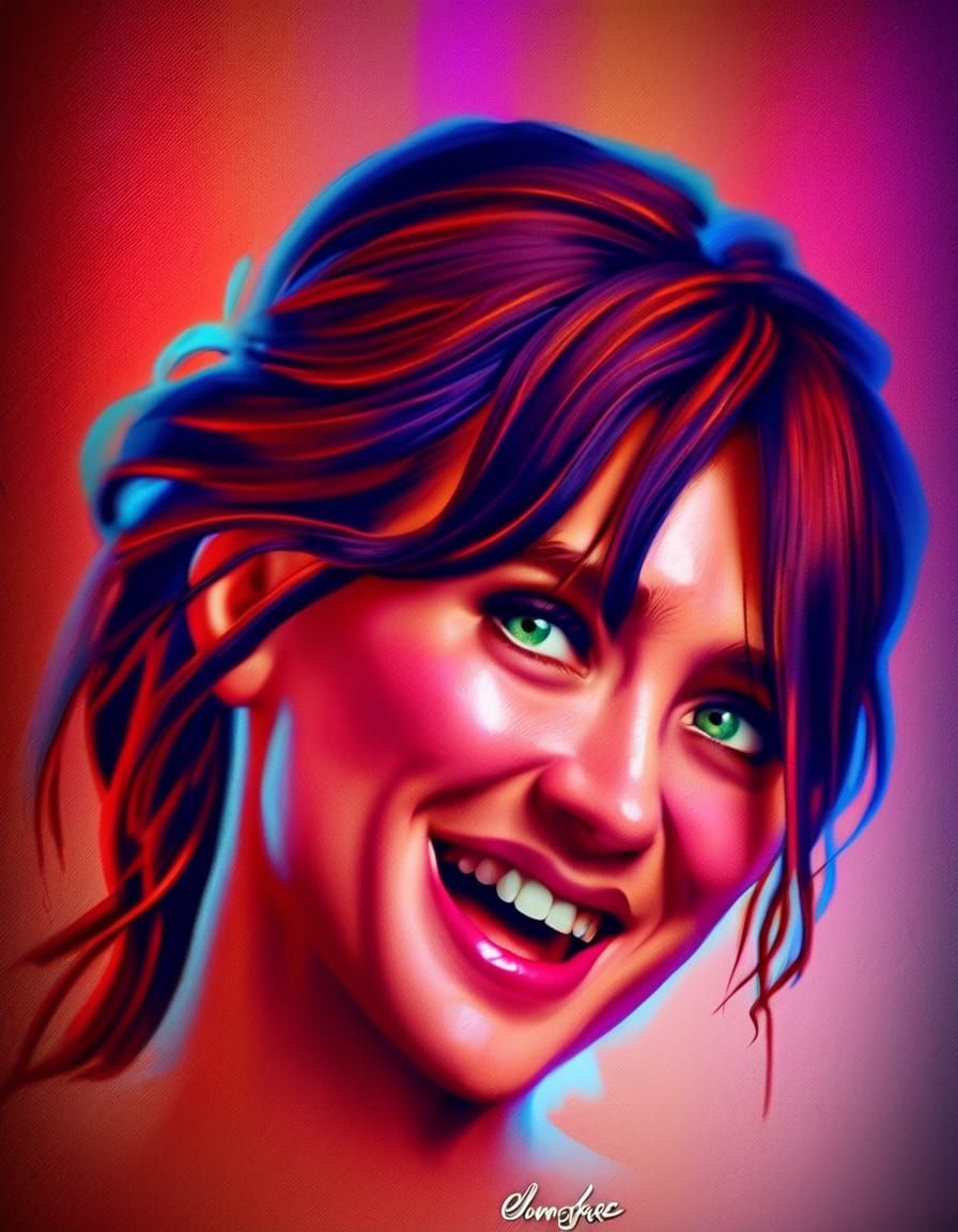Vibrant Concept Art Portrait with Dynamic Shapes and Luxuria...