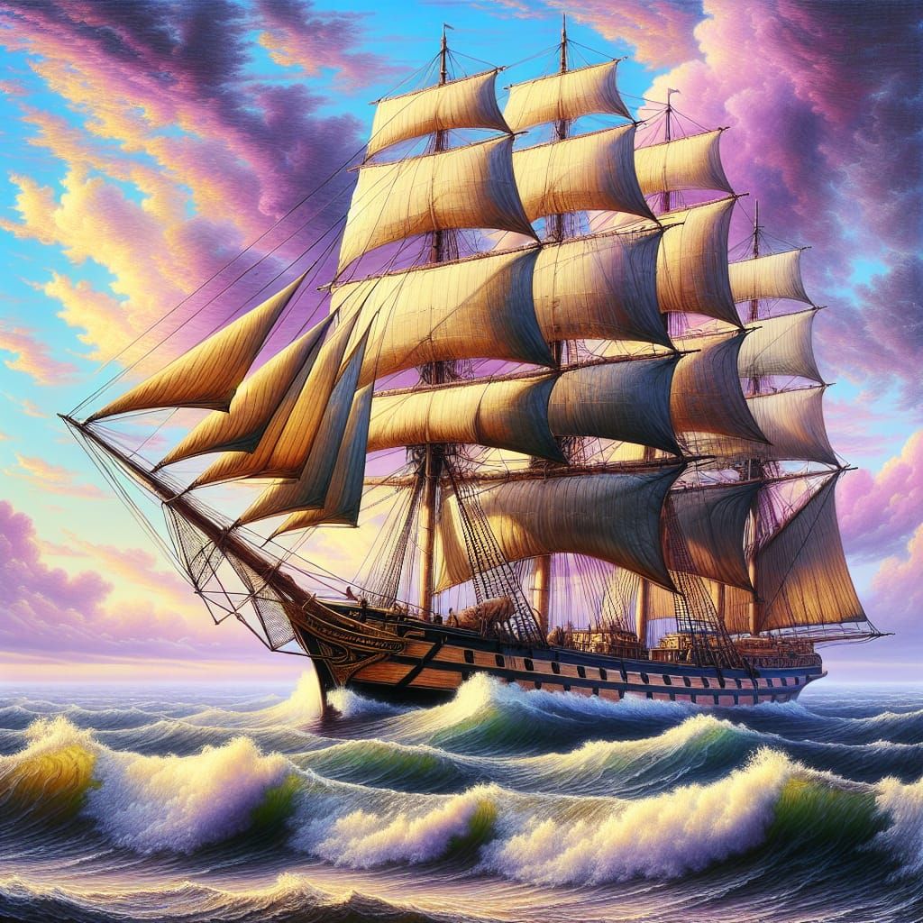 19th Century Schooner at Dawn