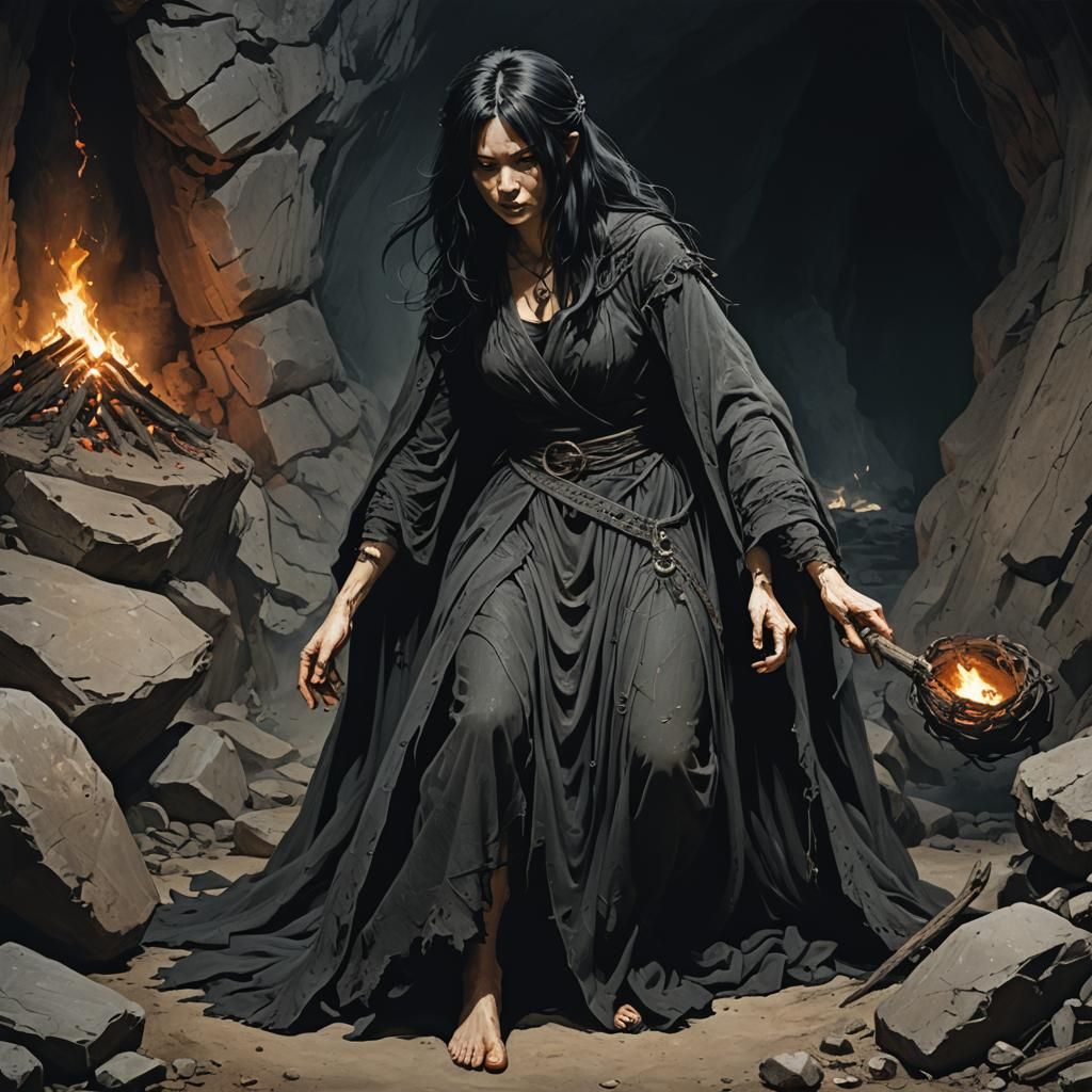 The blind Stygian Witch Enyo, the horrific,
