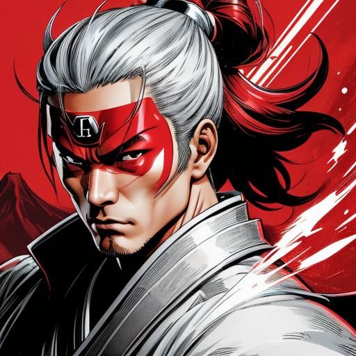 Dynamic Japanese Superhero with Fuji Landscape