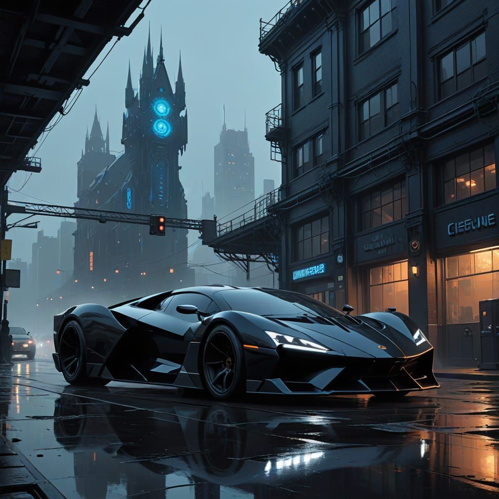 Frankenstein's Futuristic Supercar in Cyberpunk Style