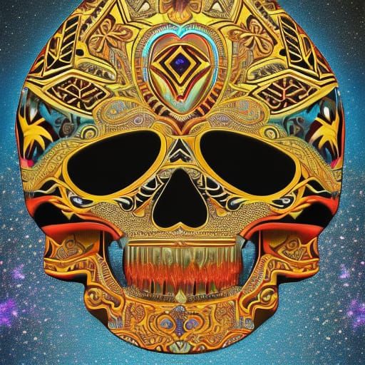 Ornate Candy Skull in Astral Cosmic Style