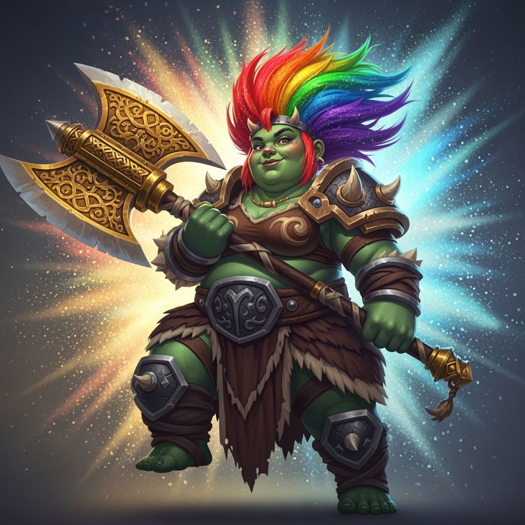 Glitter Barbarian with Gold Axe in Ash Thorp Style