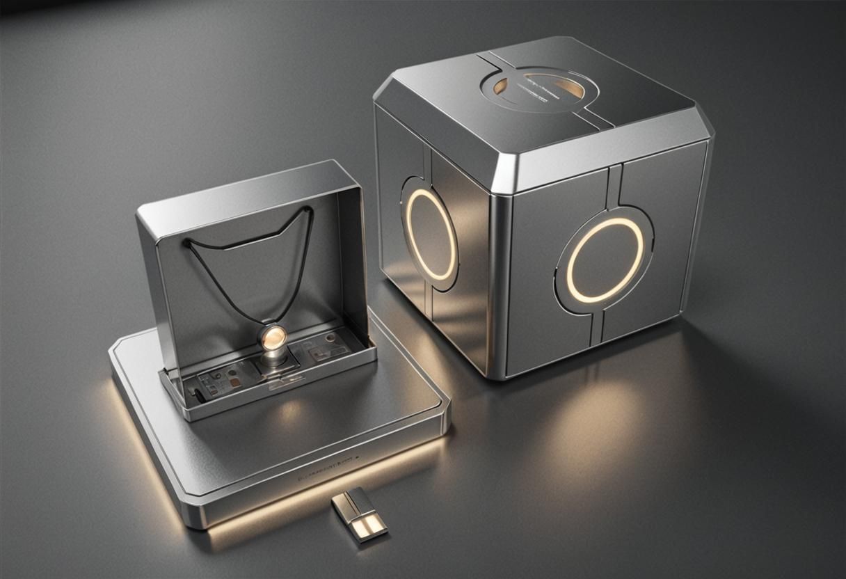Sleek Metallic Smart Home Device: Concept Art