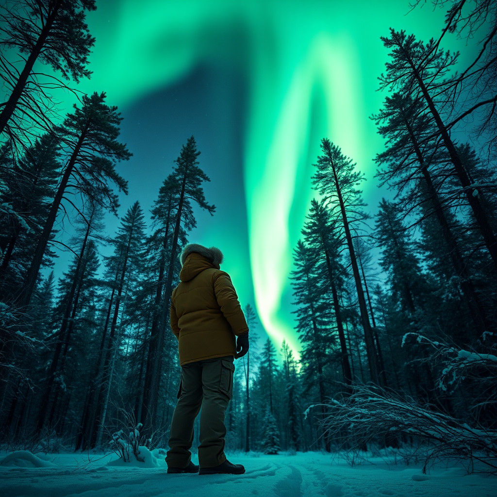 Emerald Aurora Lights Dance in Cinematic Landscape