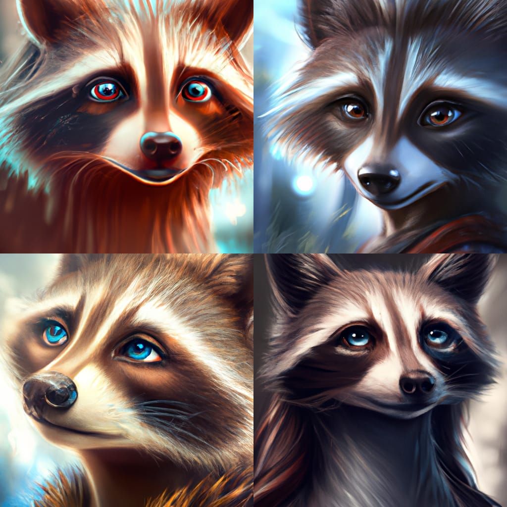 Anthro Raccoon with Brown Hair, Digital Painting