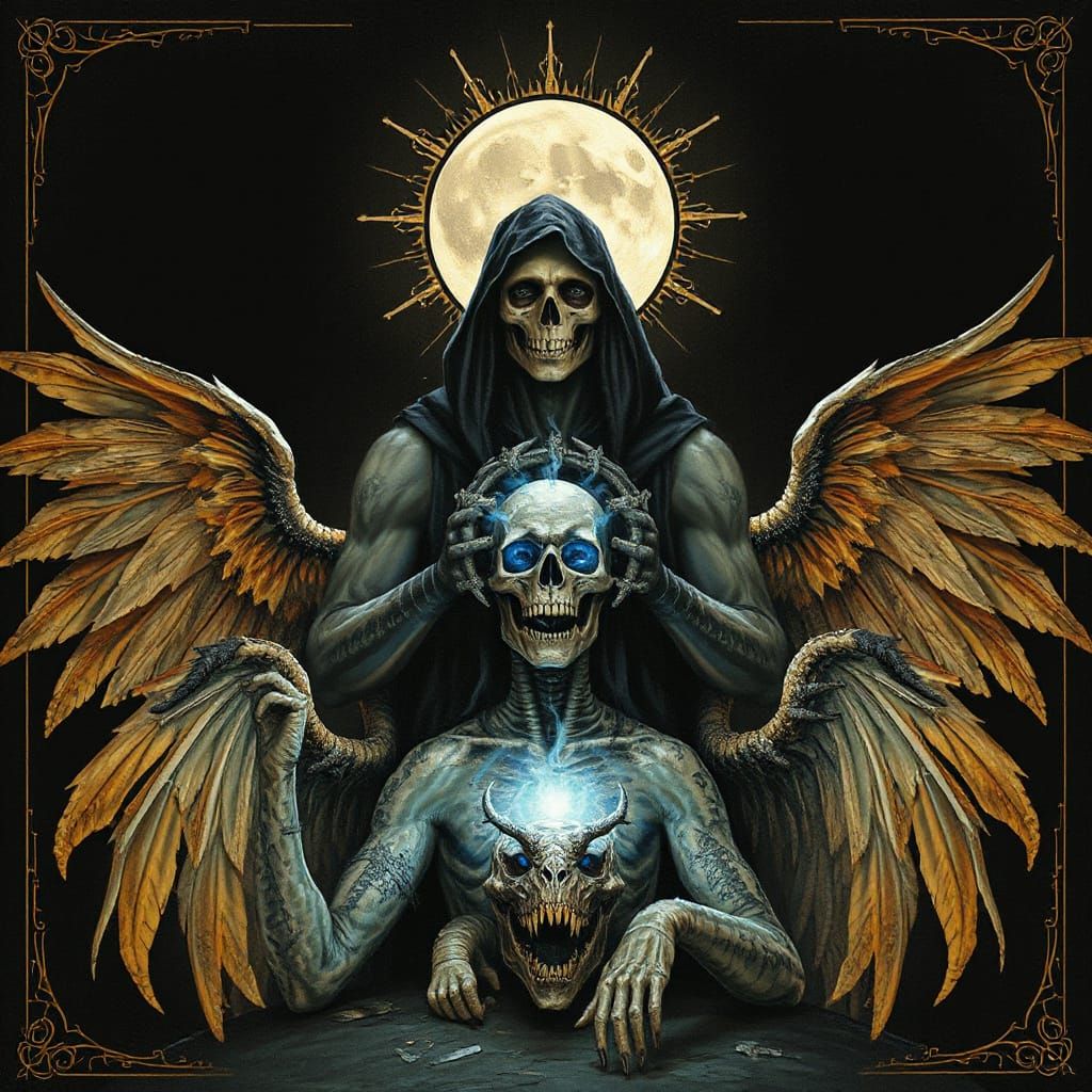 Gothic Dark Angelic Deities in Horror Style