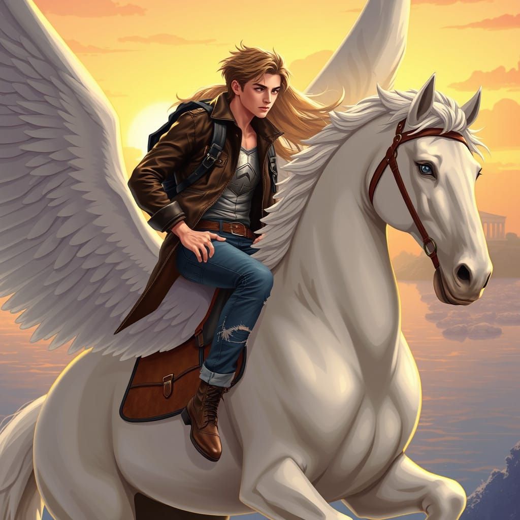 Percy Jackson Rides Majestic Pegasus with Annabeth, Against....
