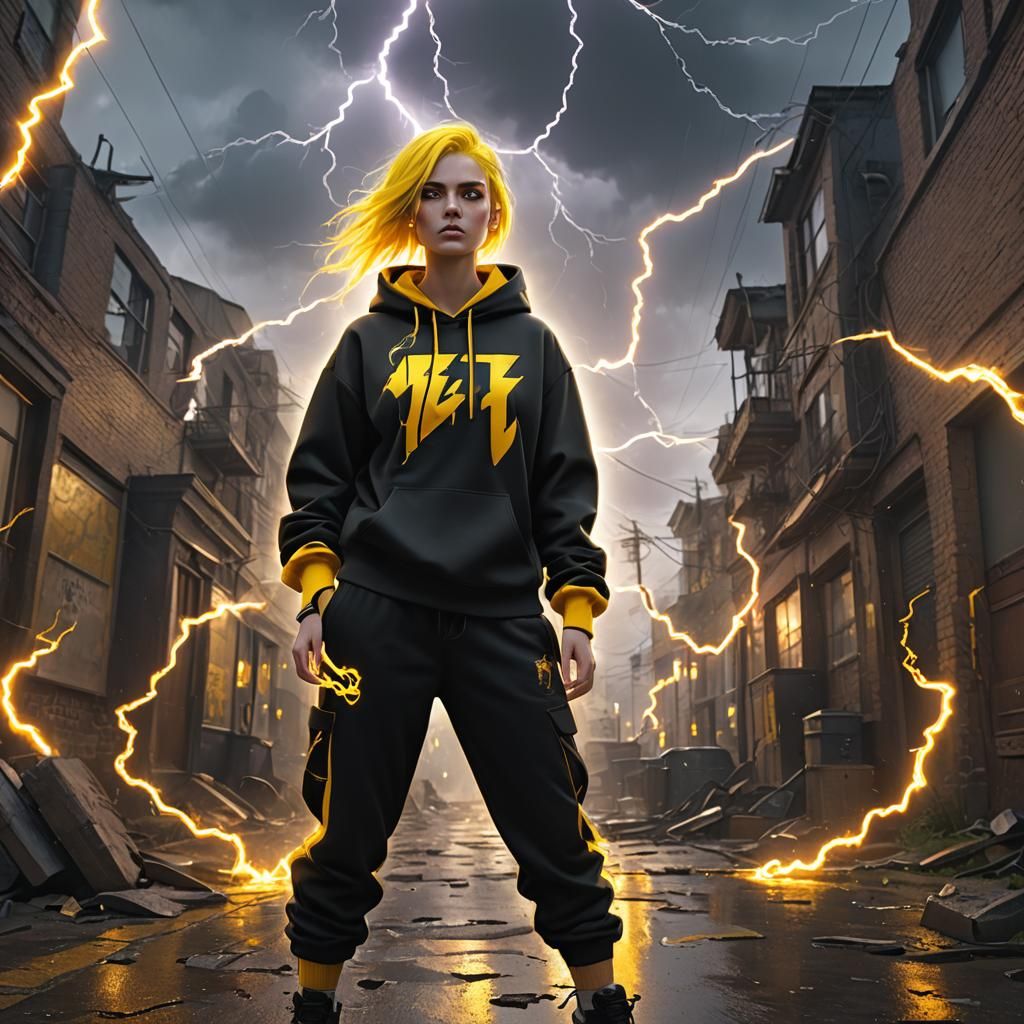 Girl in Lightning Storm: Fantasy Concept Art