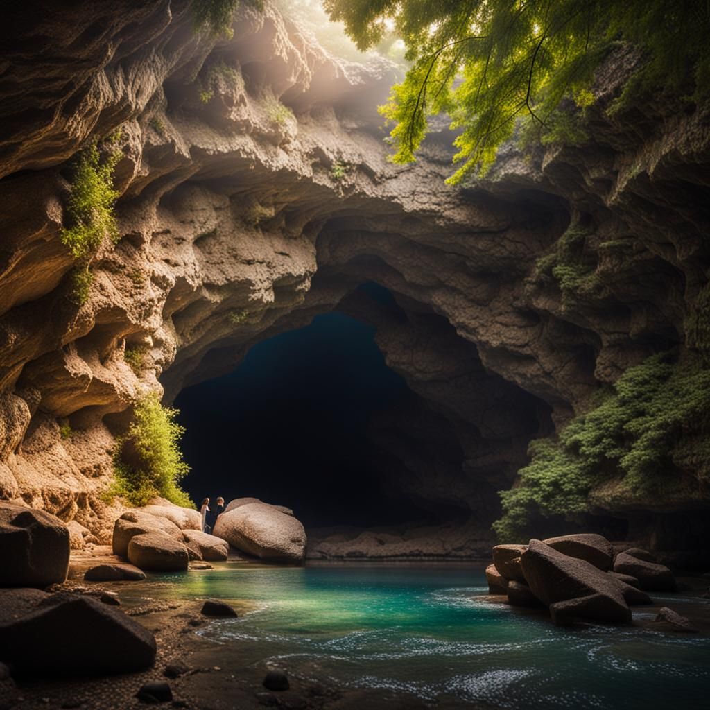 Enigmatic Secret Cave in Natural Lighting