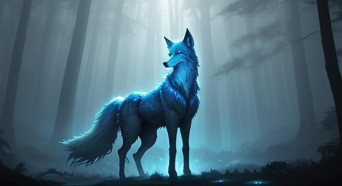 Crystalline Glaswolf in Ethereal Fantasy Art Style