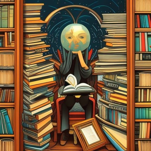 Oracle of Ancient Books in Futuristic Style