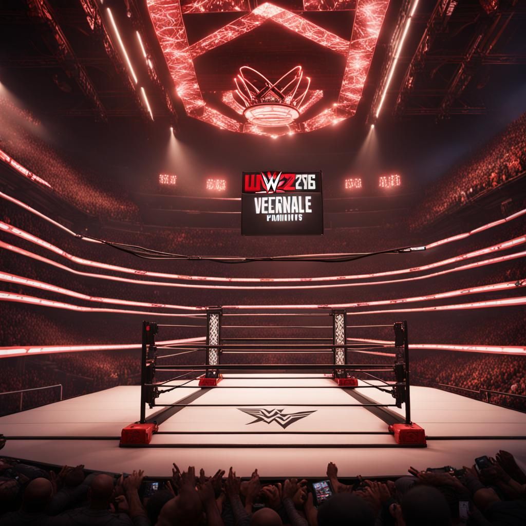 Detailed WWE Wrestling Matte Painting in Deep Color