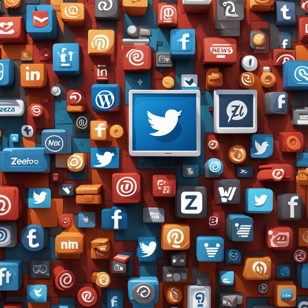 3D Illustrative Wall with Social Media Icons