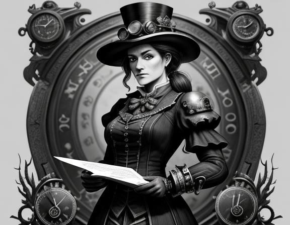 Steampunk Woman with Letter: Beatrix Potter Style