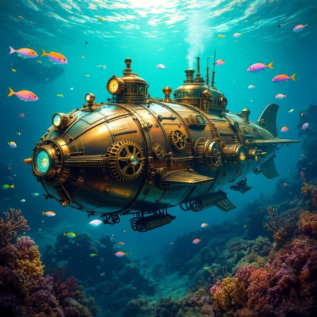 Steampunk Submarine Explores Fantastical Coral Kingdom