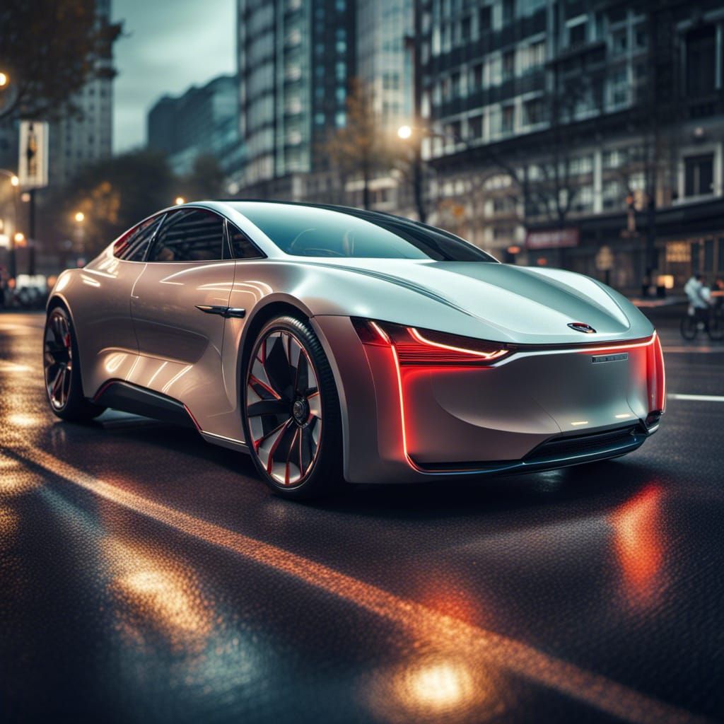 Hyperrealistic Electric Car with Sharp Focus