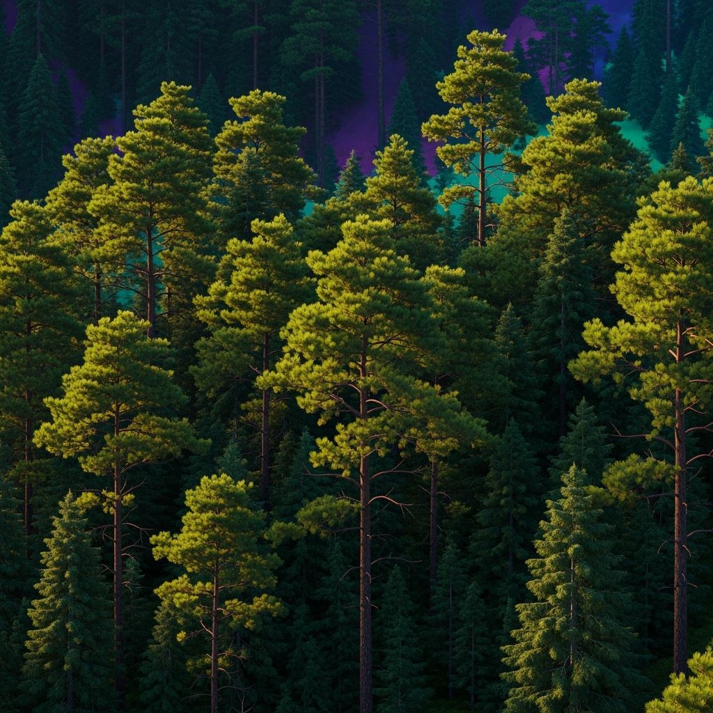 Lush Pine Forest in Photorealistic Style