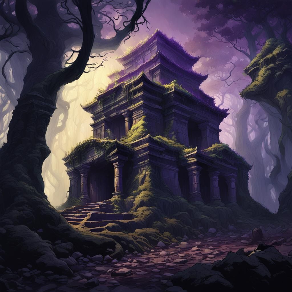 Ancient Temple Lost in Misty Twilight