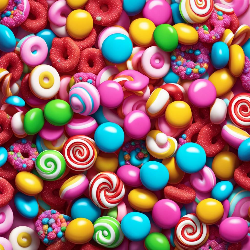 Whimsical Candyland Art in Hyperrealistic Style