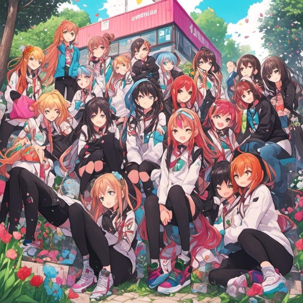 Children in Garden Graffiti Art