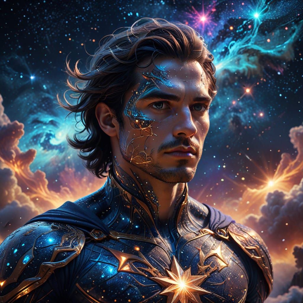 Hyperrealistic Cinematic Portrait of a Heroic Superhero in S...