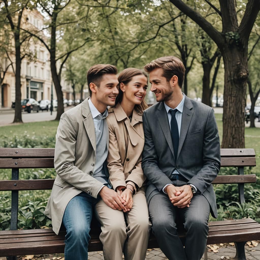 Beautiful Couple Portrait on a Bench