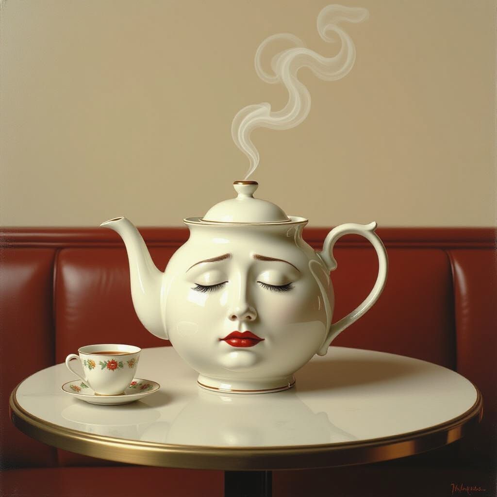 Melancholic Teapot in Surrealist Style