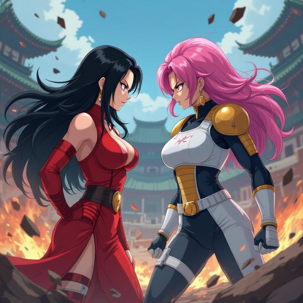 Boa Hancock Vs. Android 18 Anime Battle Scene